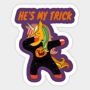 He is My Trick Halloween Dabbing Unicorn Sticker